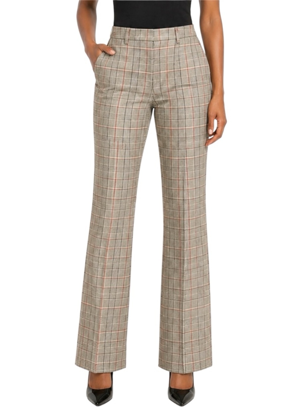 LIZ CLAIBORNE Tan Plaid Straight Leg Pants US 6